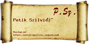 Petik Szilvió névjegykártya